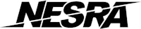 a black and white logo with the word nesra